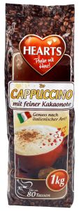 Hearts cappuccino mit feiner kakaonote